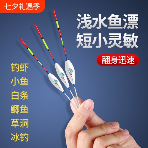 浅水草洞鱼漂白皮漂鲫鱼钓虾短尾加粗醒目纳米浮漂高灵敏度冰钓漂