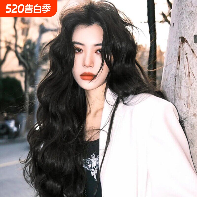 假发女长发羊毛卷中分卷刘海自然全头套式气质蓬松仿真长卷发发套