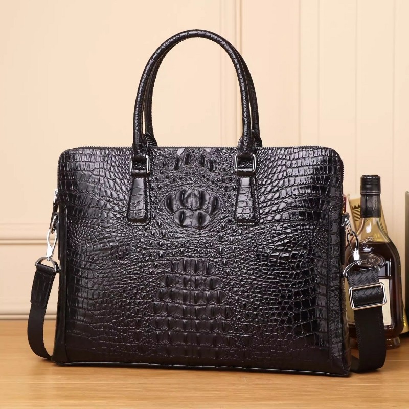 鳄鱼纹真皮男包商务男士公文包手提包休闲单肩斜跨包包电脑包