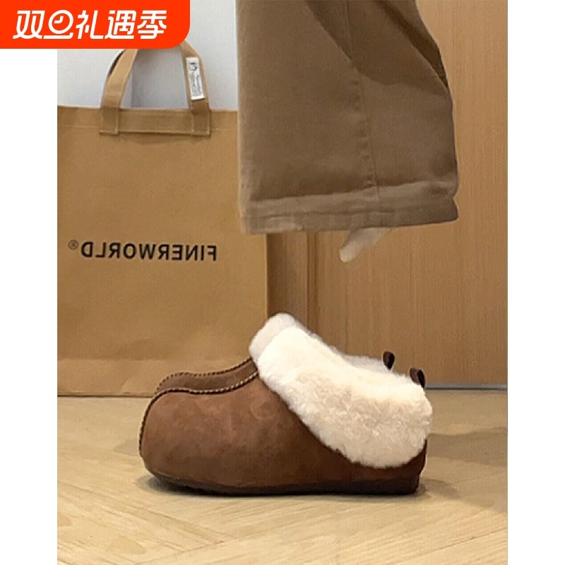 内增高雪地靴女2025冬季外穿加绒保暖勃肯包头拖鞋百搭毛毛鞋防水