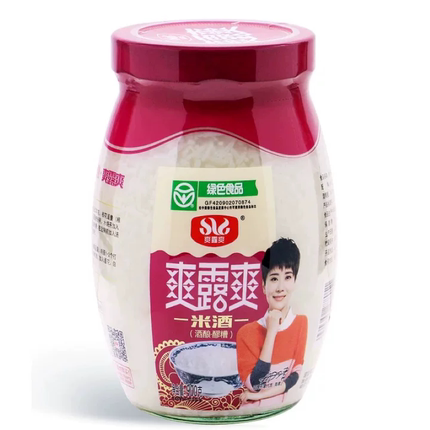 爽露爽甜糯米酒900g/瓶玻璃装湖北孝感米酒 甜糯米酒酿1/2瓶装