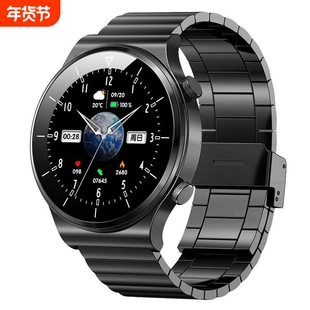 汇茗品新款智能手表多功能华强北运动黑科技蓝牙通话手环成人男士表心率防水监测健康血压充电测量钢带检测