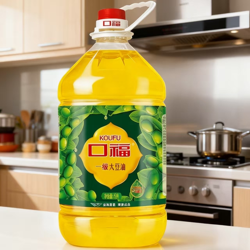 【口福】一级大豆油5L装烘焙家用烹饪炒菜煎炸炒不油腻清香