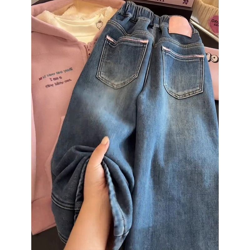 女童春秋冬季韩版牛仔阔腿裤