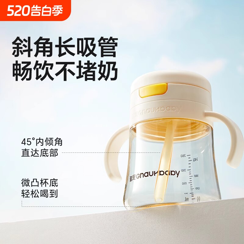 直饮杯儿童刻度牛奶杯一岁以上宝宝喝水杯学饮吸管杯直饮奶瓶弹盖