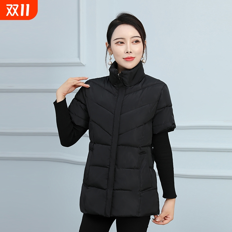 冬季羽绒棉马甲女短袖坎肩半袖马夹护肩背心胖mm大码棉衣棉服妈妈