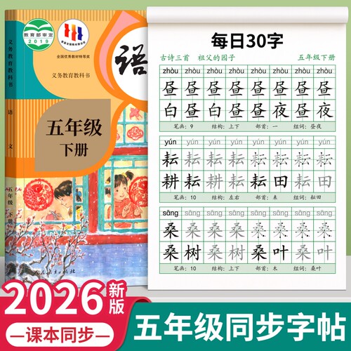 五年级同步生字练字帖每日30字