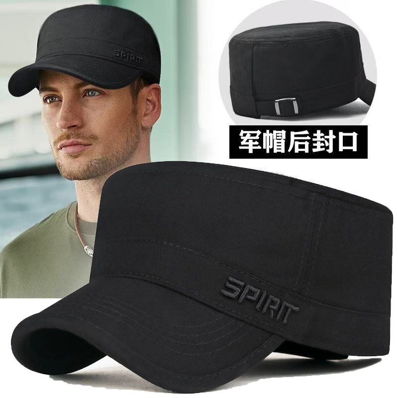 春秋中老年纯棉平顶刺绣男士四季封口遮阳休闲调节帽子鸭舌帽