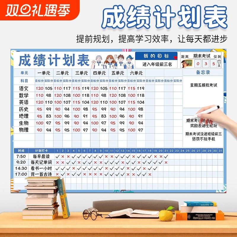 磁吸学生成绩计划表学习自律打卡