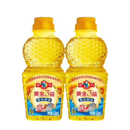 多力黄金3益葵花籽油238ml*2瓶装家用食用油植物物理玉米米油精炼