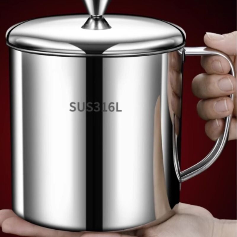 食品级316不锈钢家用马克杯茶杯缸304杯子带盖水杯茶缸大容量口