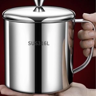 食品级316不锈钢家用马克杯茶杯缸304杯子带盖水杯茶缸大容量口杯