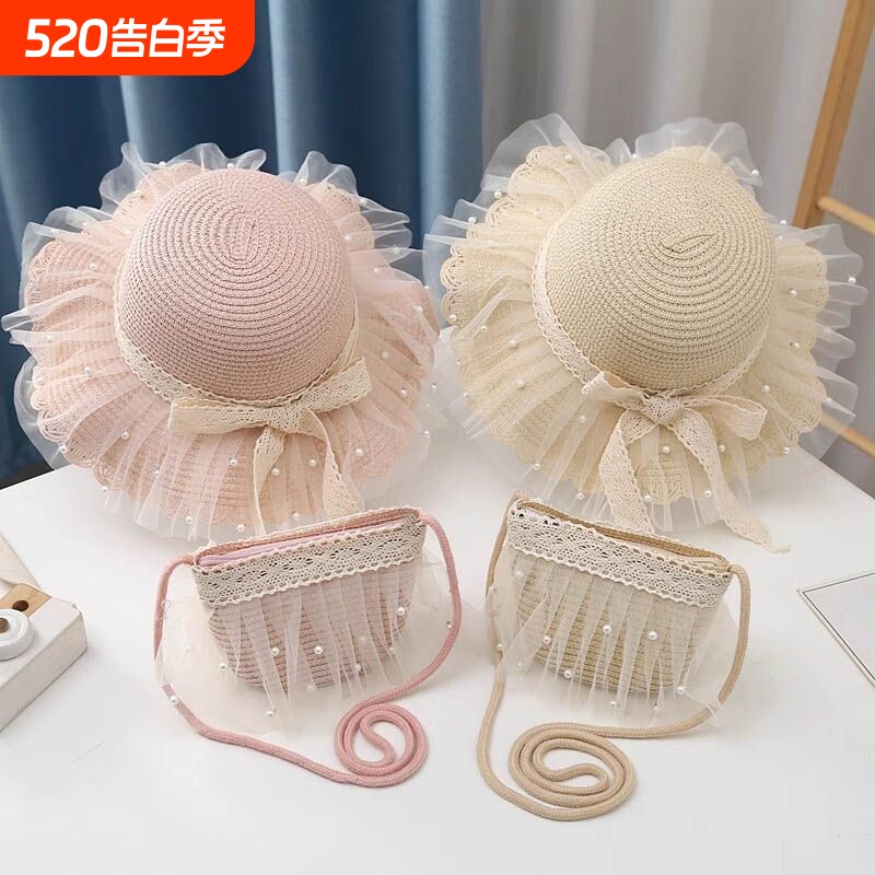 超仙网纱防晒帽女夏季草帽亲子儿童遮阳帽度假太阳帽海边沙滩帽