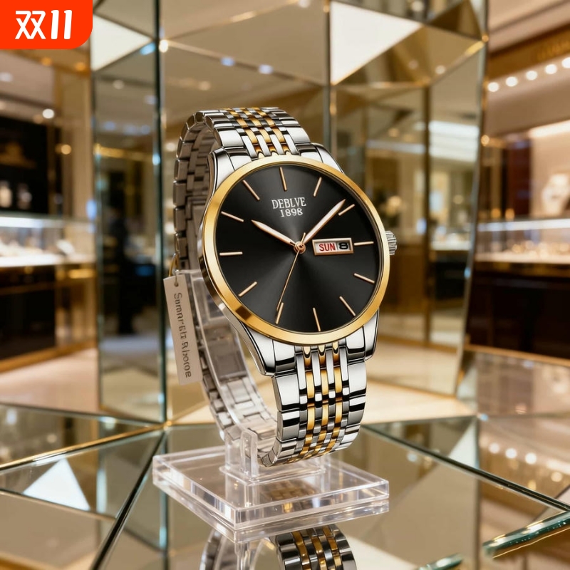 手表男款防水高级感全自动男表数字双日历防水腕表男机械风全自动