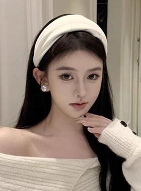 绒面宽边简约高颅顶发箍发饰女高级感洗脸头箍发卡发带潮短发千金