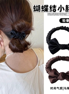 简约高弹力蝴蝶结发圈女2026新款高级感扎头发不勒头皮筋头绳黑色