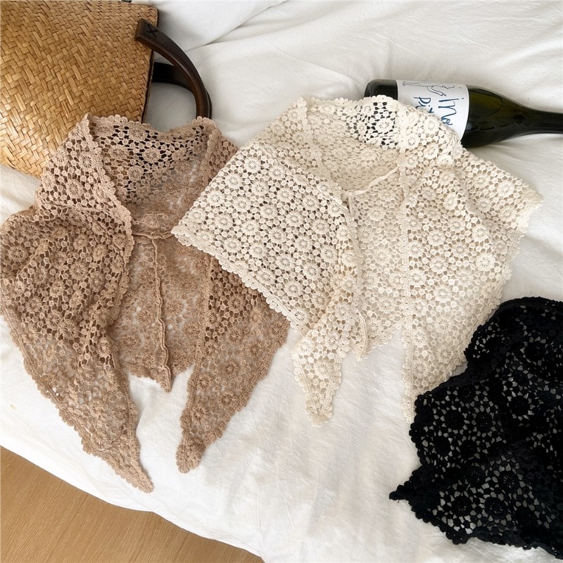 森系文艺复古民族风太阳花棉质三角巾女士披肩护颈领巾夏季围巾