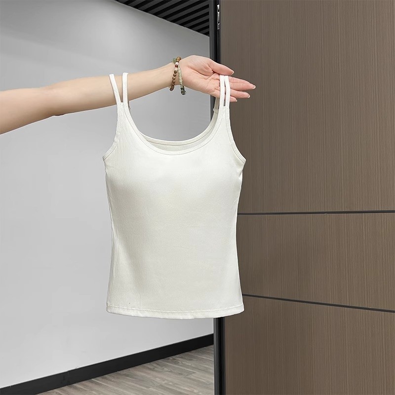 2026春夏新款吊带背心女内搭修身显瘦可外穿打底带胸垫美背上衣服