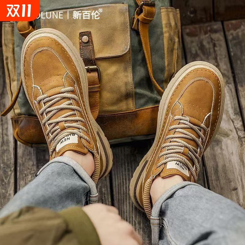 NEW BOLUNE/新百伦短筒马丁靴秋季新款高帮鞋男士工装靴大黄潮靴