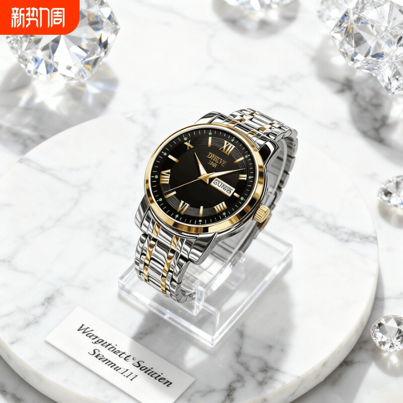 手表男款全自动男表数字双日历防水腕表男机械风全自动防水高级感