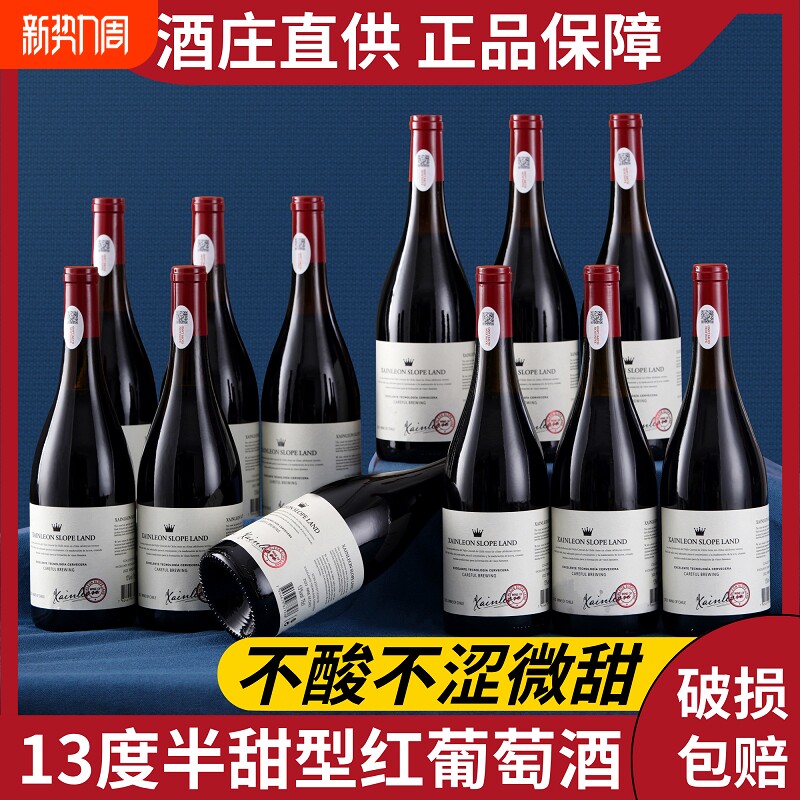 智利中央山谷红酒13度坡地半甜红葡萄酒750ml半甜型红酒过节送