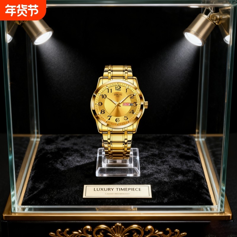 手表男款全自动男表数字双日历防水腕表男机械风全自动防水高级感