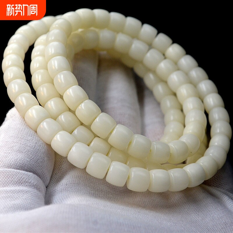 天然原色8*7mm直切桶珠白菩提根手链文玩108颗佛珠女菩提子现