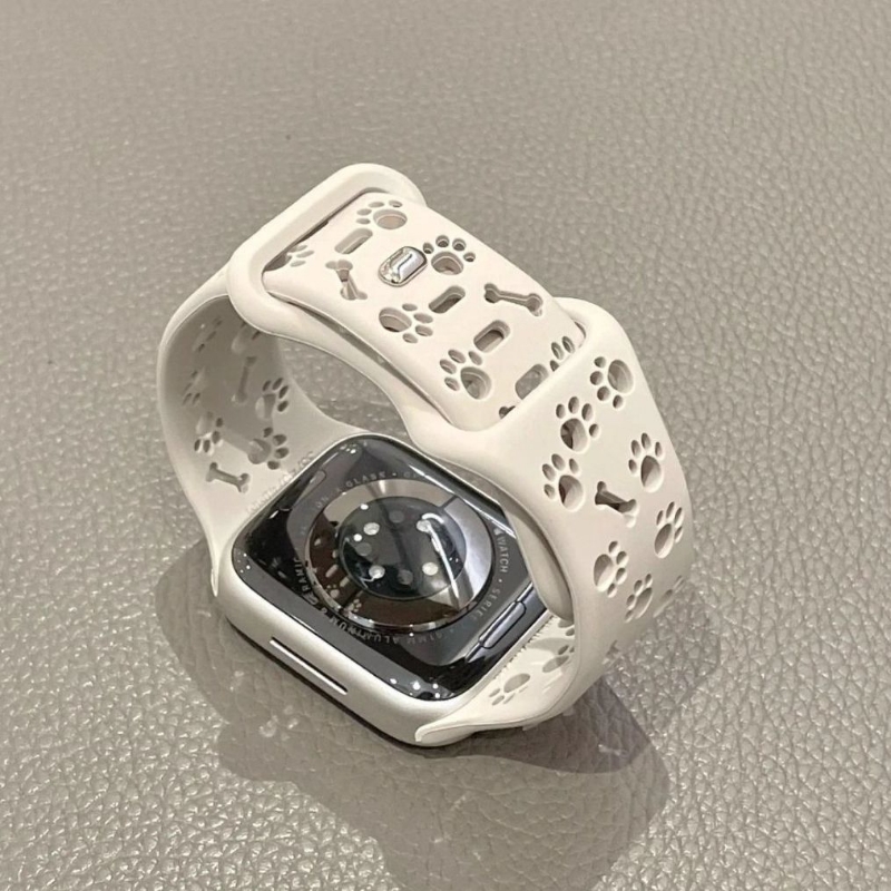 适用iwatch表带S11镂空透气猫爪硅胶s10可爱四季可带日系S8小众新款s9适用SE高级感S7女款Ultra1/2/3