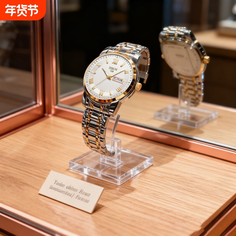 男款手表钢带商务防水石英腕表高级感男士正品名牌全自动非机械表