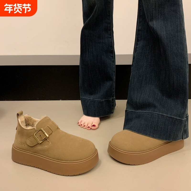 厚底增高加绒豆豆勃肯鞋女冬2025新款加厚高帮棉鞋保暖雪地靴防水,女鞋,时尚雪地靴,淘宝优惠券,粉丝福利购,淘宝优惠卷