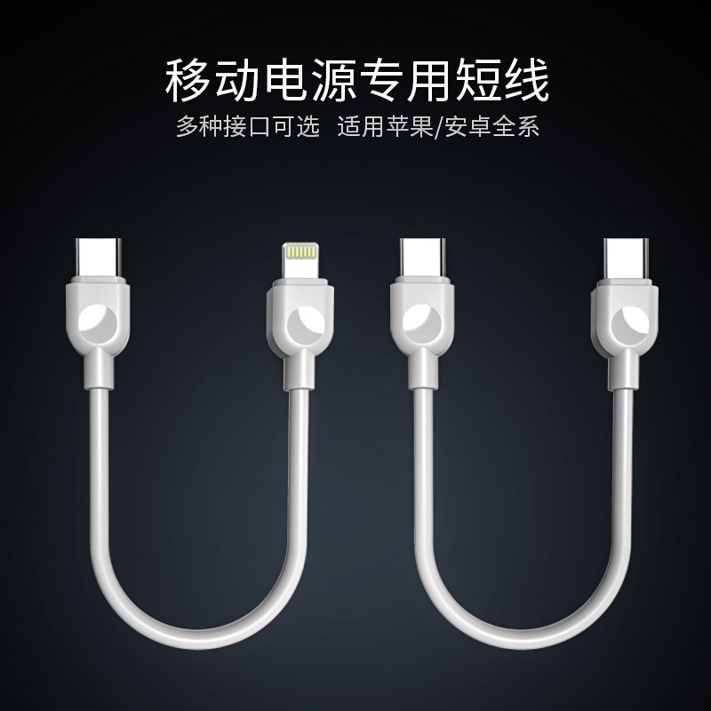 新款可收纳挂绳线便携充电线二合一防丢绳PDtypec快充数据线通用款充电宝短线