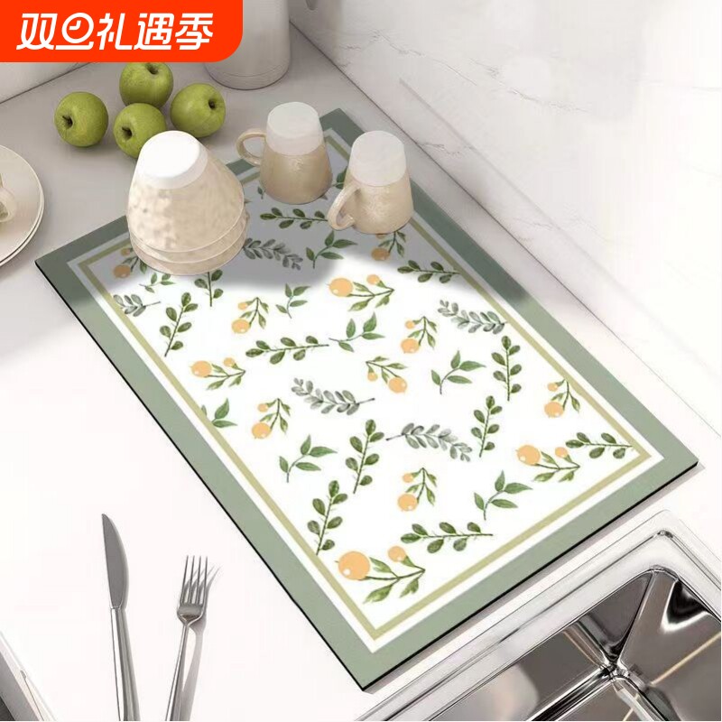 吸水厨房沥水垫台面硅藻泥桌垫水槽防烫桌布隔热水池防滑餐垫速干