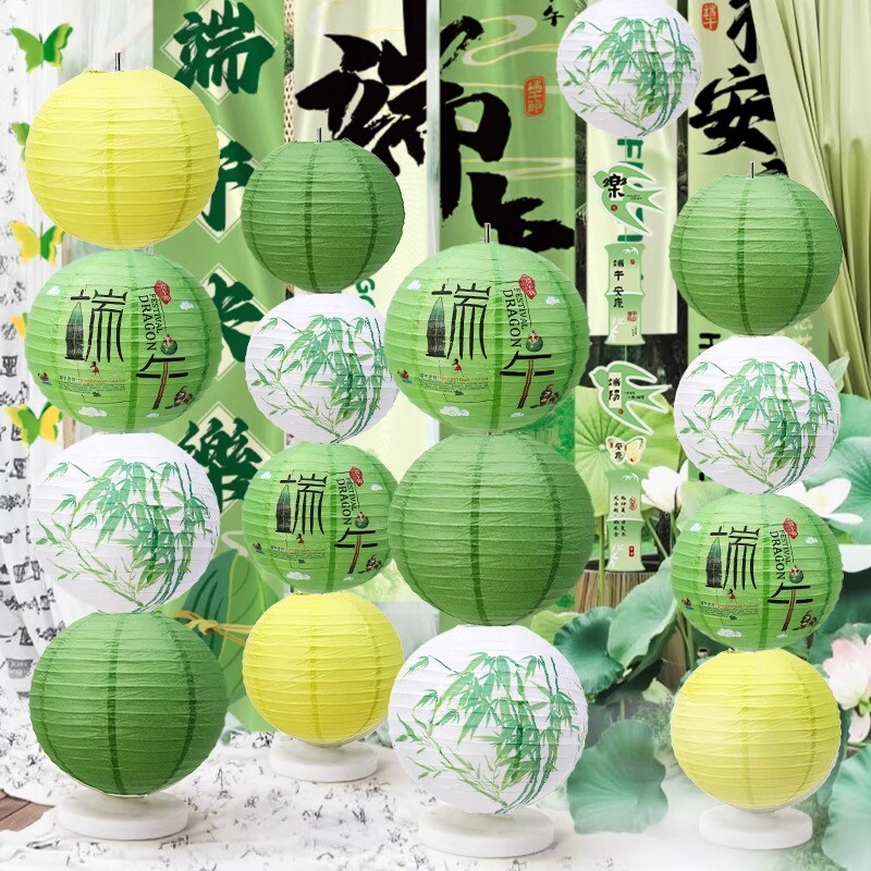 端午春天绿色中式国古风吊灯图片