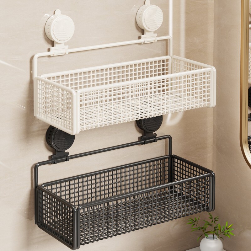 浴室吸盘置物架卫生间免打孔壁挂墙上收纳架洗漱台上护肤品储物架