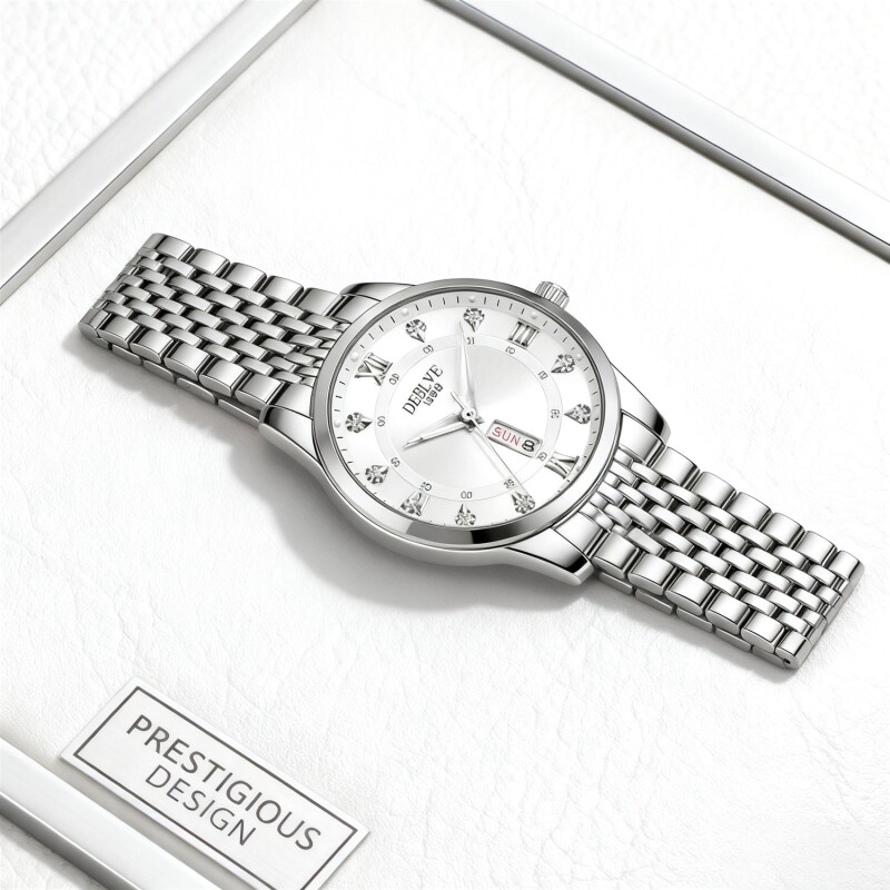 手表男款机械风全自动防水高级感全自动男表数字双日历防水腕表男