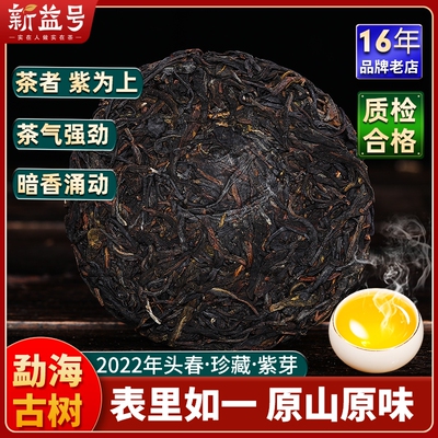 新益号紫芽普洱茶生茶小包装云南古树茶饼生普茶叶自己喝口粮茶叶