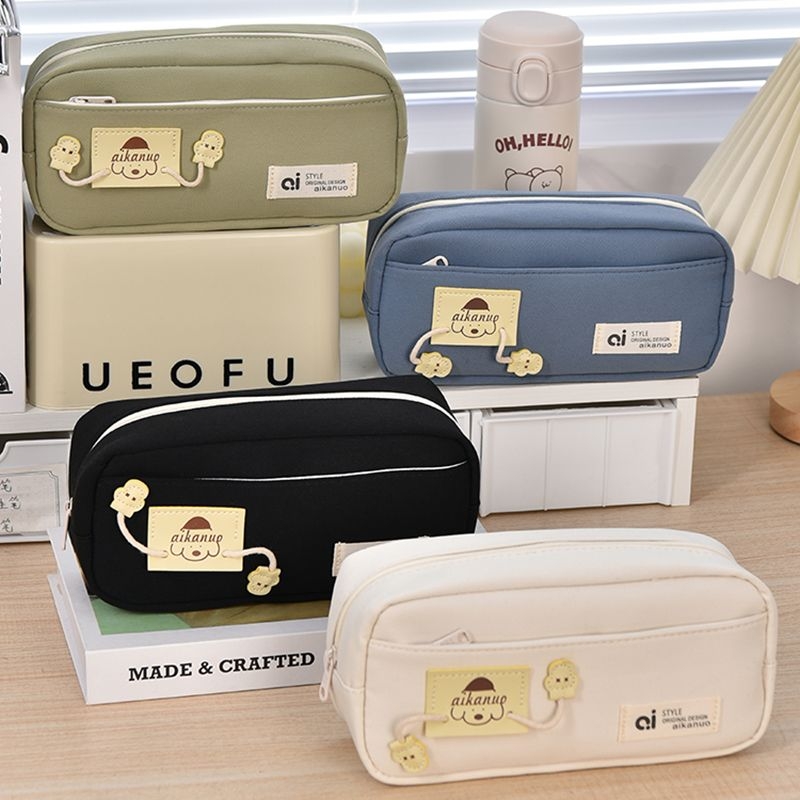 大容量简约笔袋文具女孩ins日系多层高颜值文具盒小众双层韩版