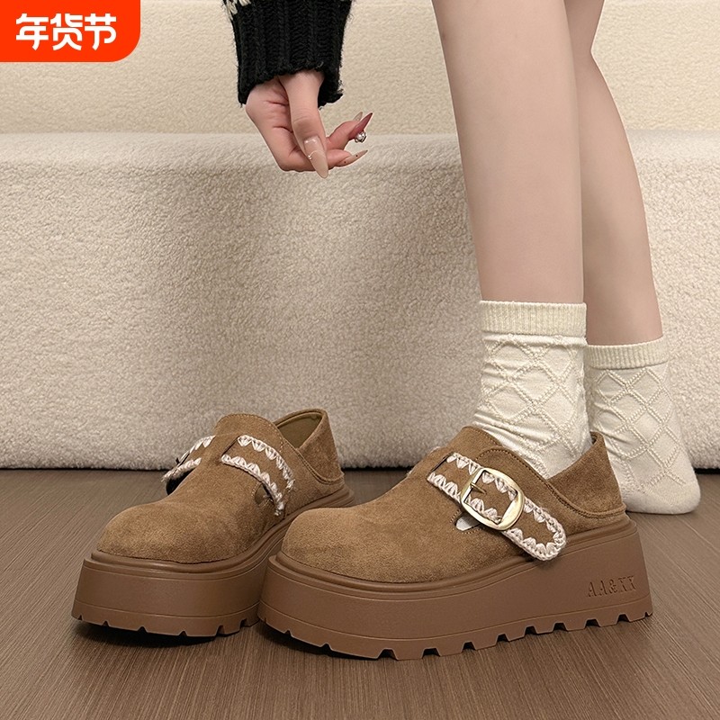 全包勃肯鞋女2026年春季新款复古刺绣一字带两穿松糕厚底乐福单鞋,女鞋,勃肯鞋/软木鞋,淘宝优惠券,粉丝福利购,淘宝优惠卷