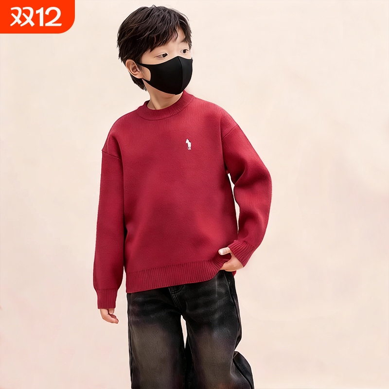 男童毛衣秋冬加厚圆领针织衫内搭