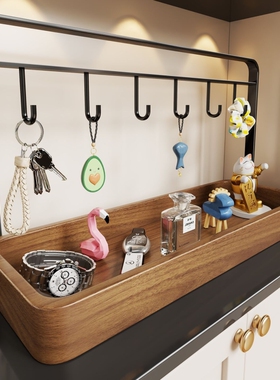实木钥匙收纳玄关摆件桌面置物架