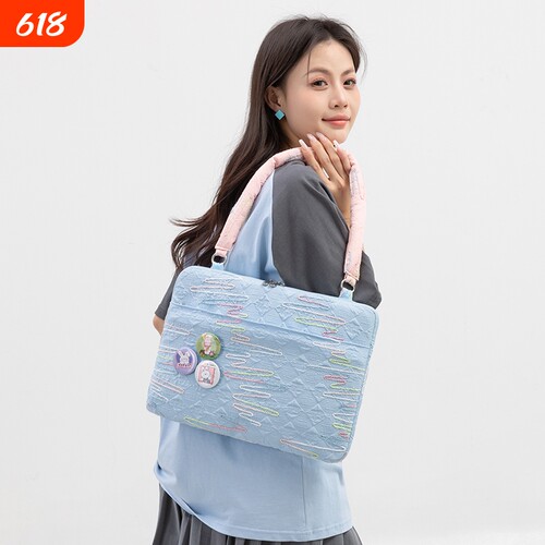 通勤轻便电脑内胆包小众多巴胺百搭matebook14.2寸mac13寸笔记本电脑包单肩ins高颜值手提褶皱包通勤包袋