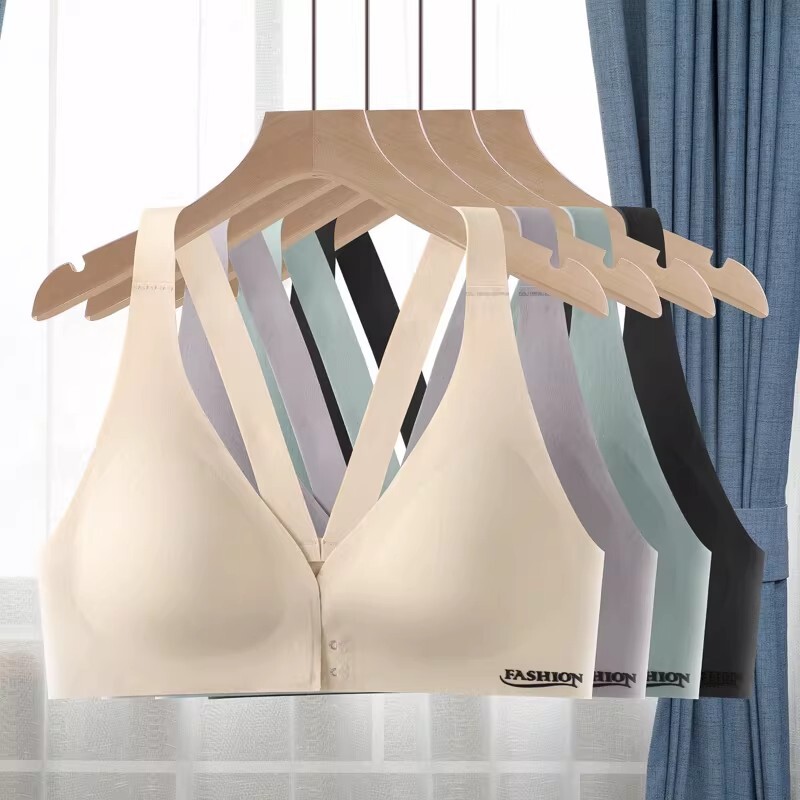 前排扣聚拢美背运动无痕无钢圈胸罩裹胸女隐形乳胶前扣收副乳固定