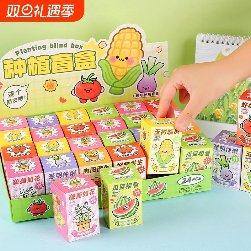 新款创意DIY儿童礼品盆栽植物盲盒趣味桌面摆件学生奖品礼物盆栽