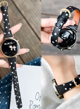 适用于华为手表GT6表带皮质GT5/GT4彩印watch5/4创意腕带GT2撞色GT3女款41mm专用运动watchgt6秋冬黑色