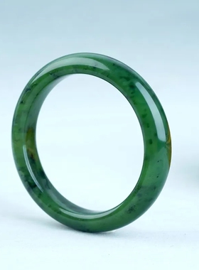 正品新疆和田碧玉手镯俄碧镯子女款真玉石玉镯送妈妈女友带证书