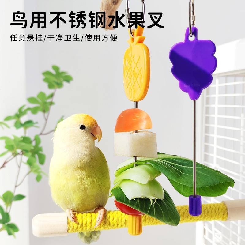 鸟用水果叉鹦鹉不锈钢果蔬叉挂钩喂食器玄凤牡丹虎皮专用具用品