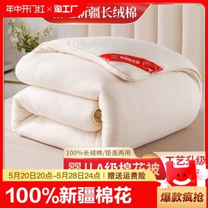 新疆棉被纯棉花被子冬被单人全棉被芯手工床垫被褥子棉胎长绒双人