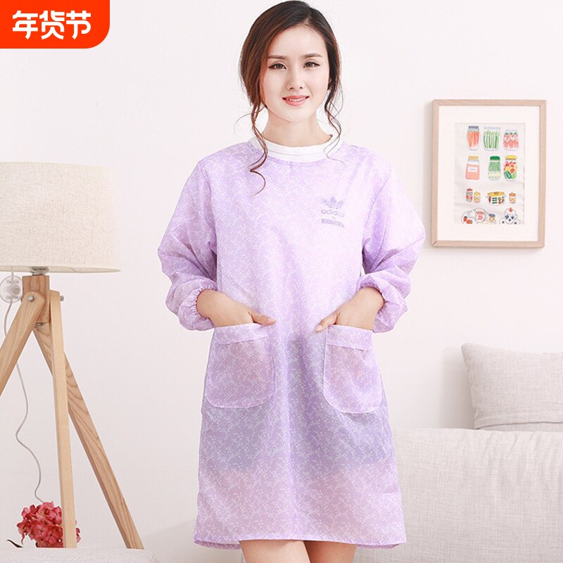 不粘毛清凉围裙韩版时尚罩衣防水围裙女反穿衣成人防晒衣工作服