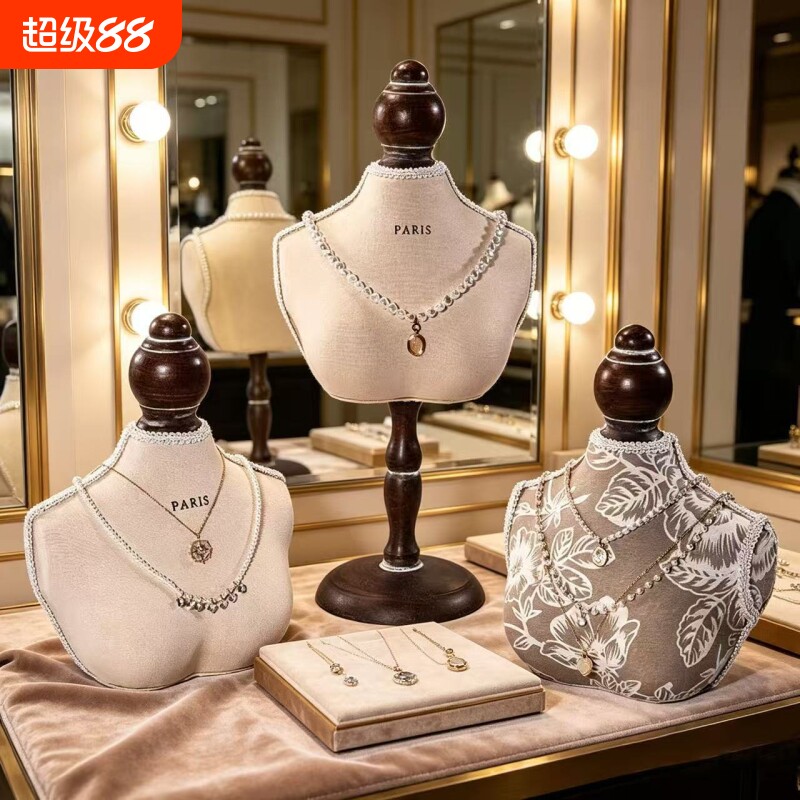 复古项链展示架首饰展示架人像模特脖子珠宝柜台陈列道具饰品架子
