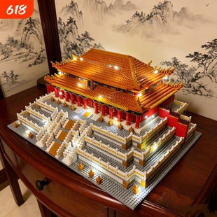 故宫太和殿榫卯结构积木玩具益智拼装拼图成人版中国建筑模型摆件